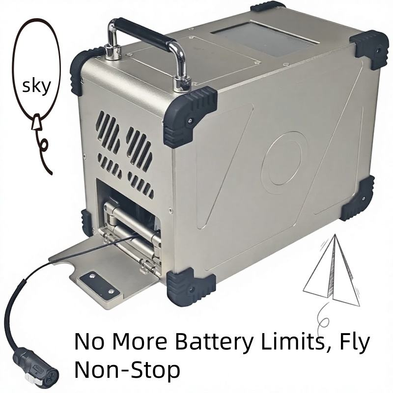 On the ground, the tethered box