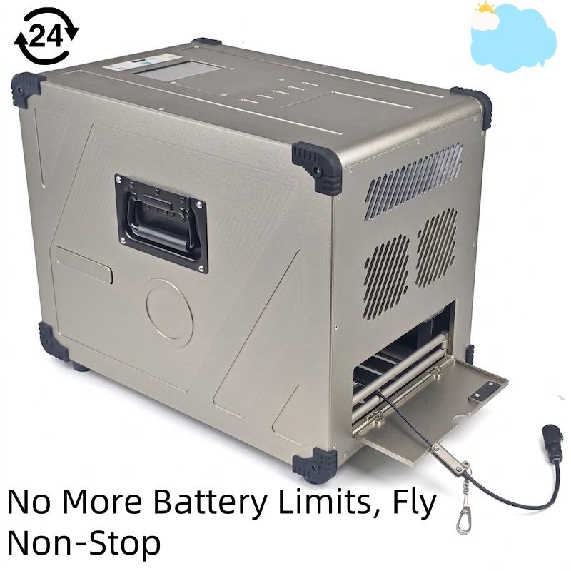 On the ground, the tethered box