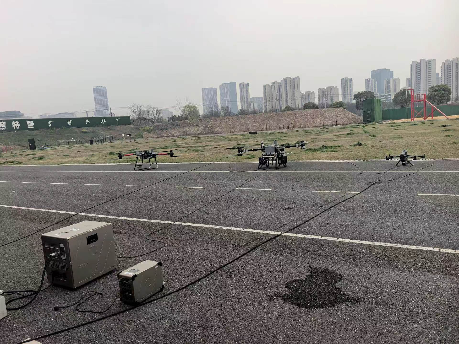 Outdoor flight test of tethered drone power system with DJI Matrice