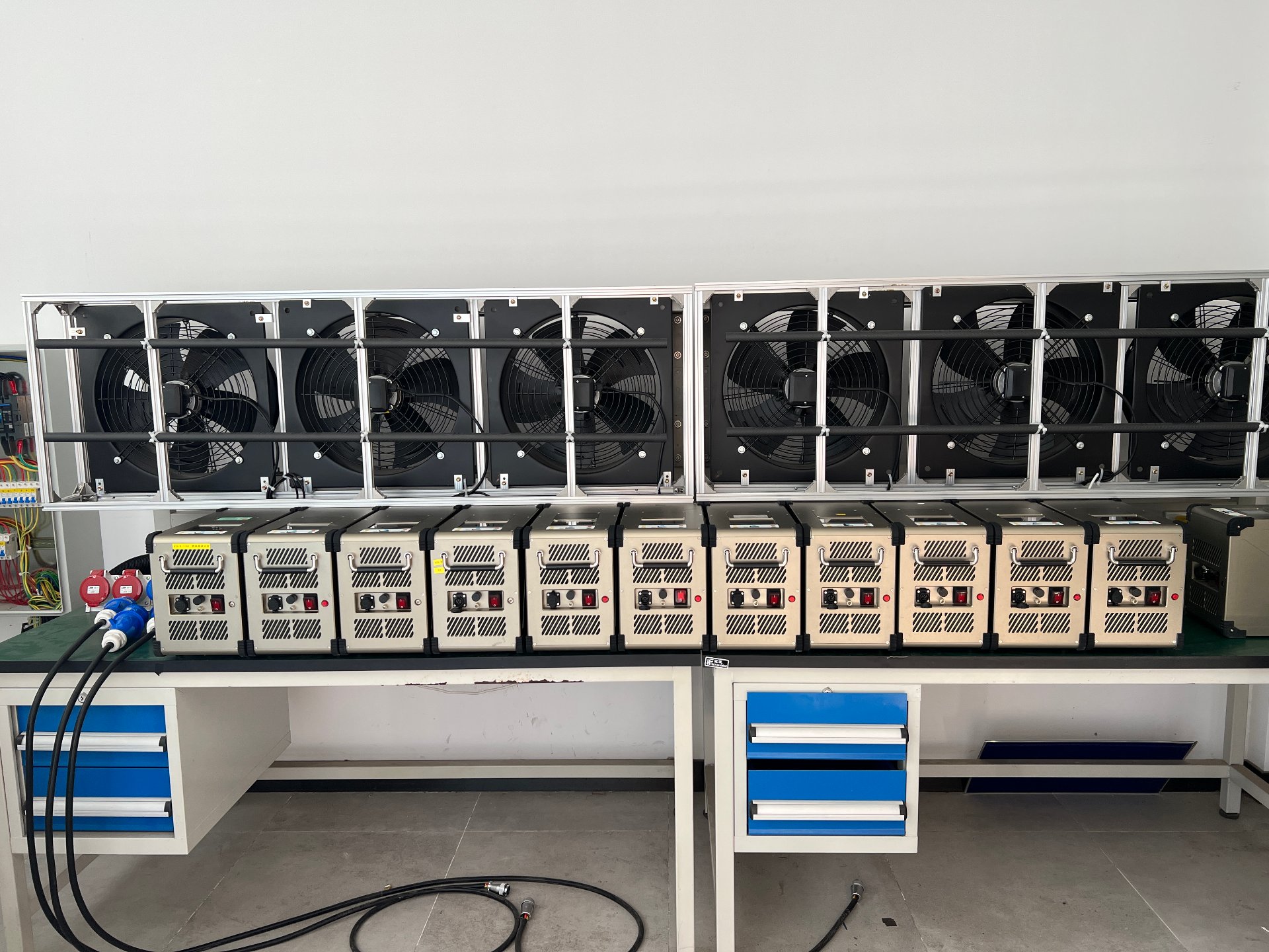 Burn-in testing rack for drone tethered power systems