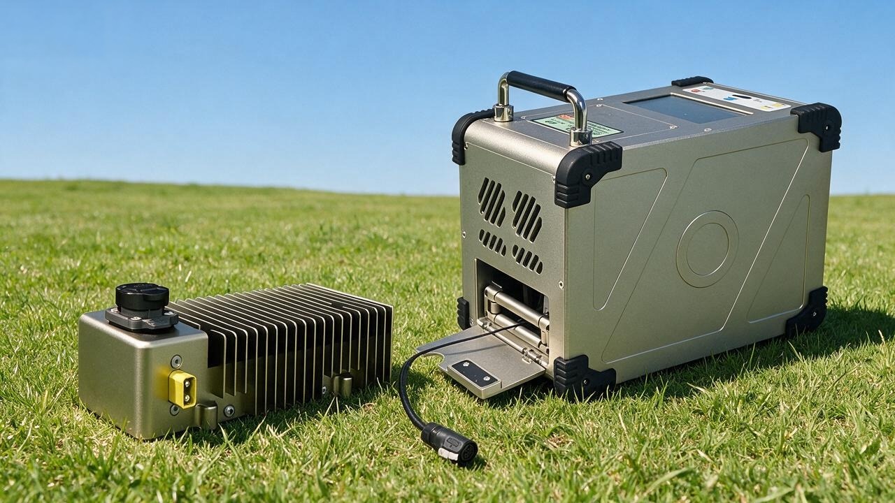 G12-400 400W ground power unit with onboard tether module, on grass