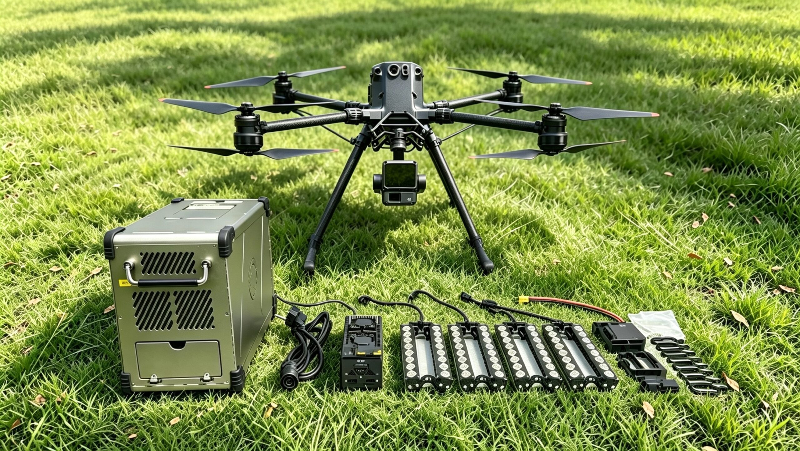 Tethered power station deployed in the field for a long-endurance UAV mission